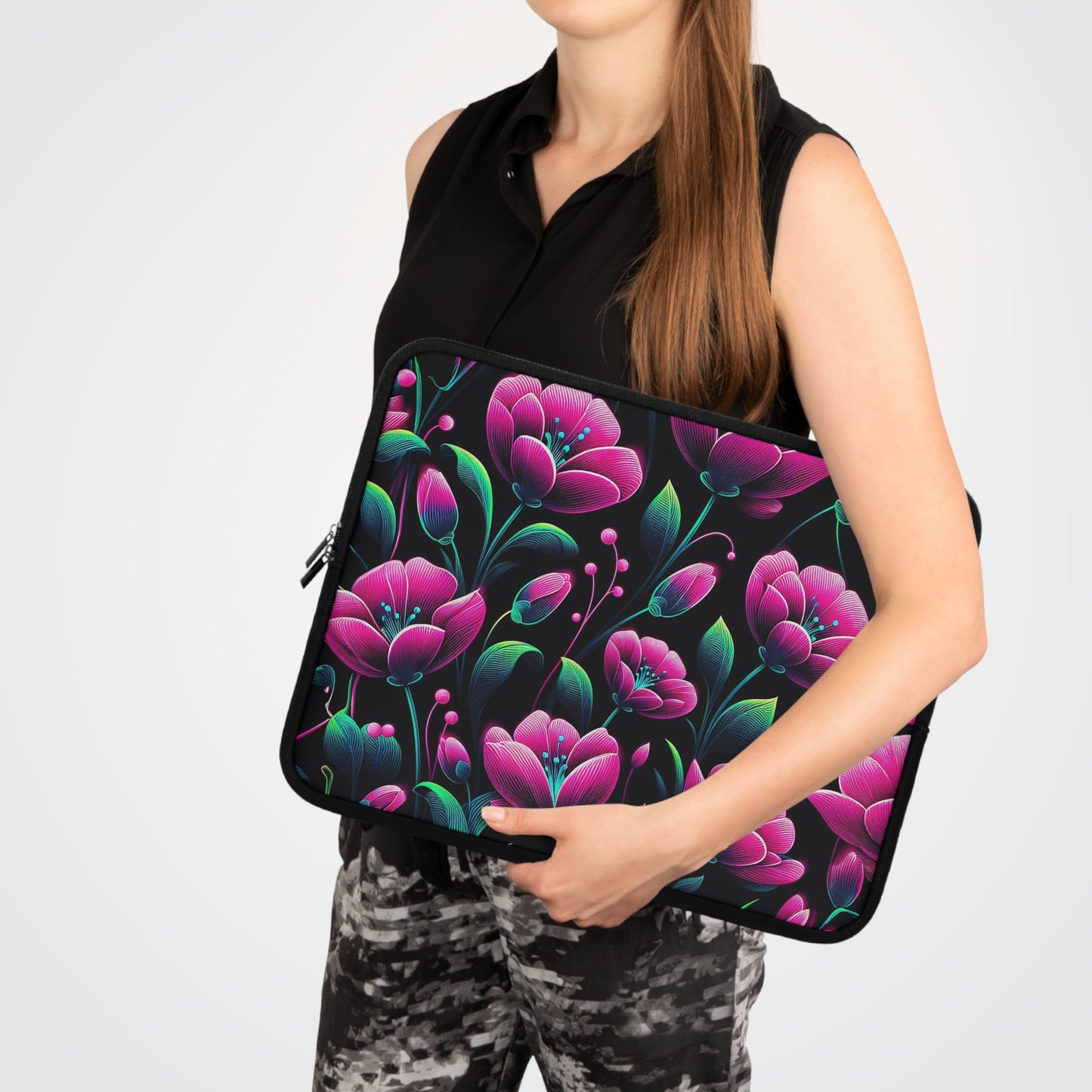 Neon Pink Flowers | Laptop Sleeve