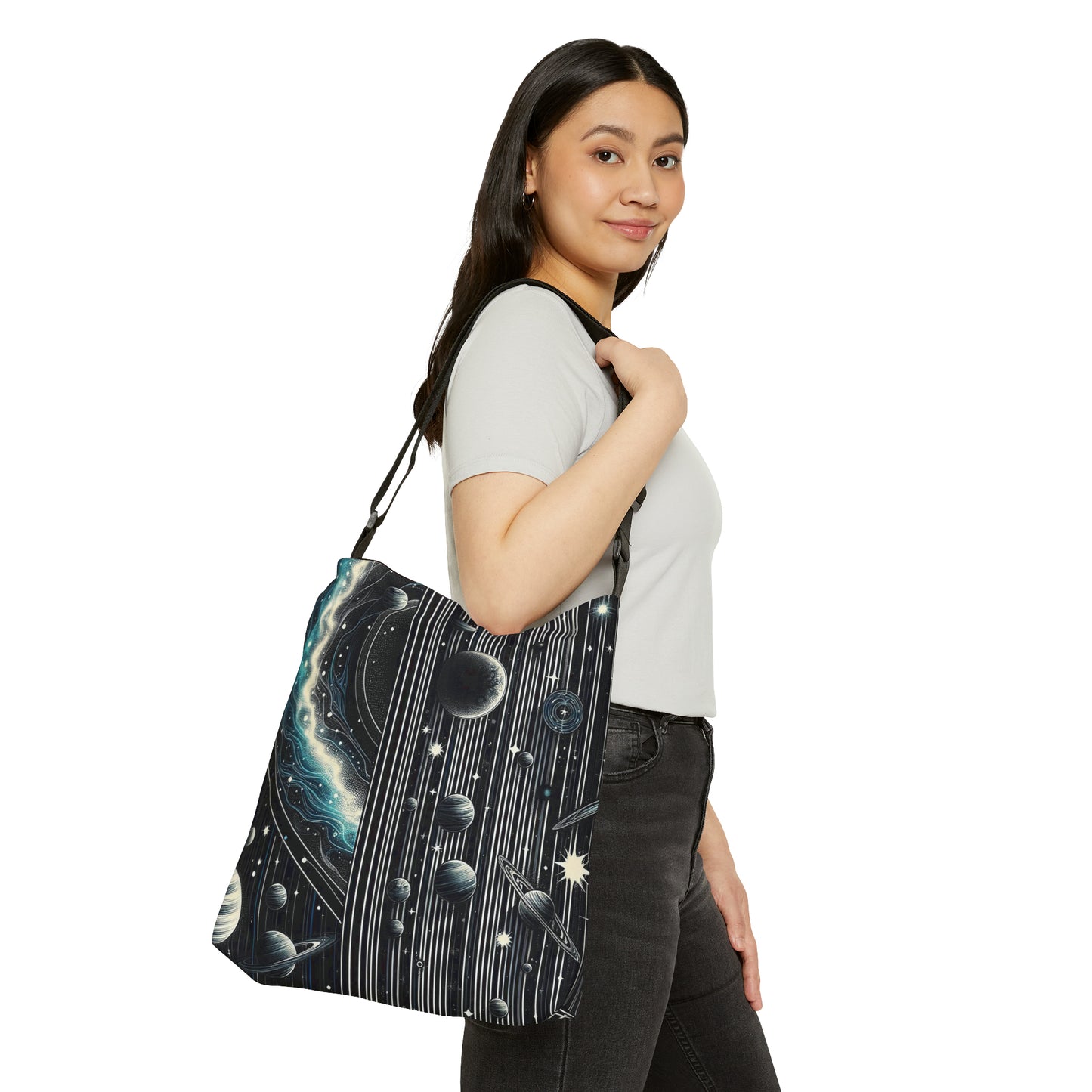 Galactic Pinstripe | Adjustable Tote Bag