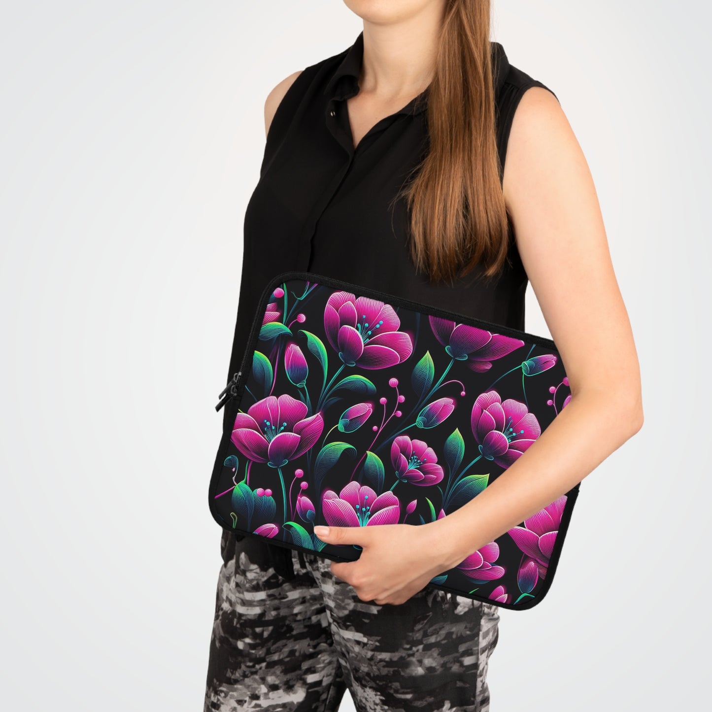 Neon Pink Flowers  | Laptop Sleeve