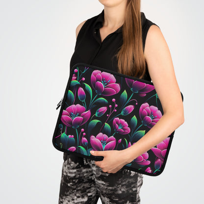 Neon Pink Flowers  | Laptop Sleeve