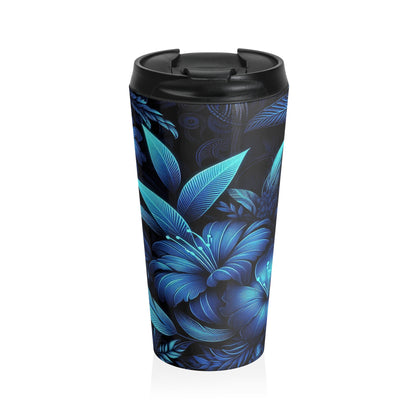 Cyan Blooms | Stainless Steel Travel Mug