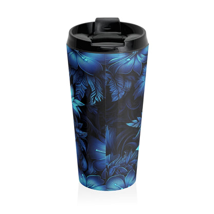 Cyan Blooms | Stainless Steel Travel Mug