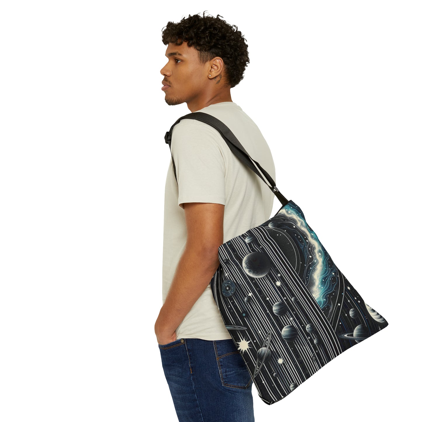 Galactic Pinstripe | Adjustable Tote Bag