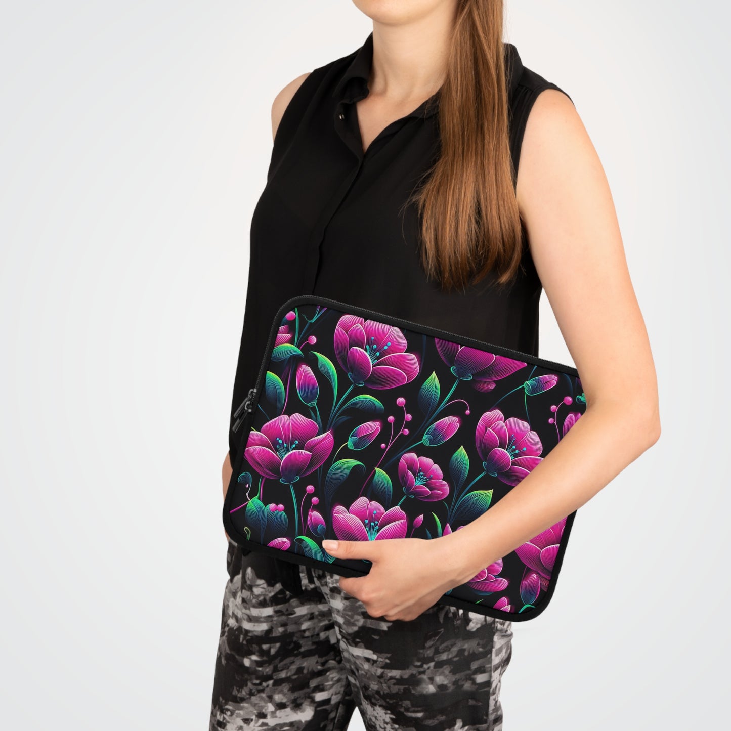 Neon Pink Flowers  | Laptop Sleeve